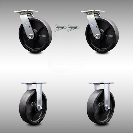 Service Caster 8 Inch SS Glass Filled Nylon Caster Set with Roll Bearings 2 Swivel Lock 2 Rigid SCC-SS30S820-GFNR-BSL-2-R-2